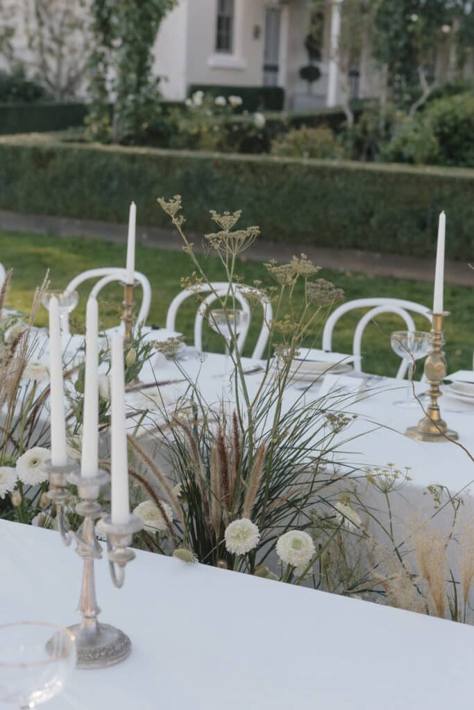 Beautiful tables and flowers at Calstock Estate Wedding